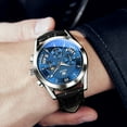 thumbnail image 4 of OLEVS Watches for Men Chronograph Black Leather Gold Plated Case Analog Quartz Fashion Business Dress Large Face Mens Watches Luminous Waterproof Casual Male Wrist Watch Reloj para Hombre, 4 of 11