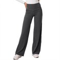 thumbnail image 7 of Women's High Waist Yoga Pants Basic/Side Pockets Casual Solid Color Trousers Dark Gray 2XL, 7 of 7