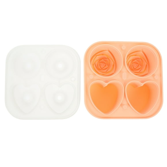 Bandeja de hielo de silicona Molde grande para cubitos de hielo Bandeja para cubitos de hielo para congelador Bandeja para hielo con forma de corazón de rosa