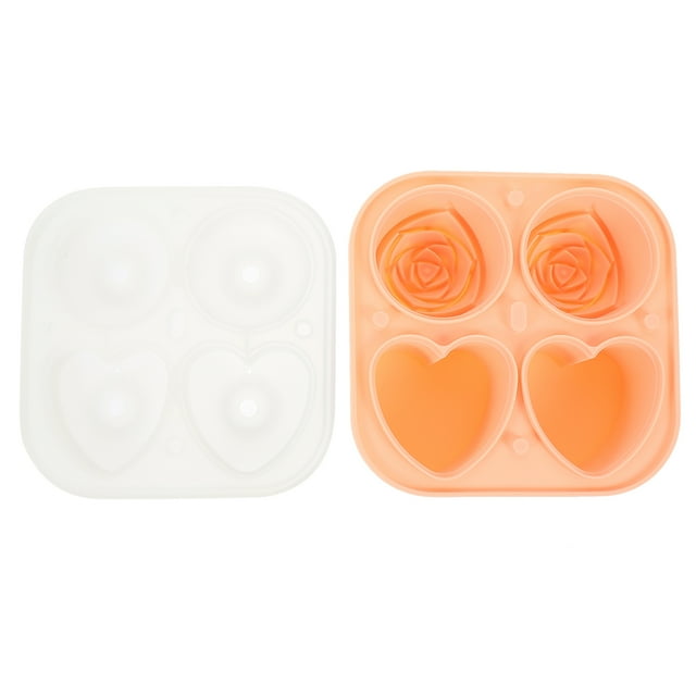 Bandeja de hielo de silicona Molde grande para cubitos de hielo Bandeja para cubitos de hielo para congelador Bandeja para hielo con forma de corazón de rosa