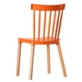 thumbnail image 4 of Modern Plastic Dining Chair Windsor Design with Beech Wood Legs, Orange, 4 of 7