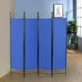 thumbnail image 2 of YRLLENSDAN 4 Panel Room Divider 6FT Steel Frame Screen Folding Privacy Divider Freestanding Partition for Home Office Bedroom (Blue), 2 of 8