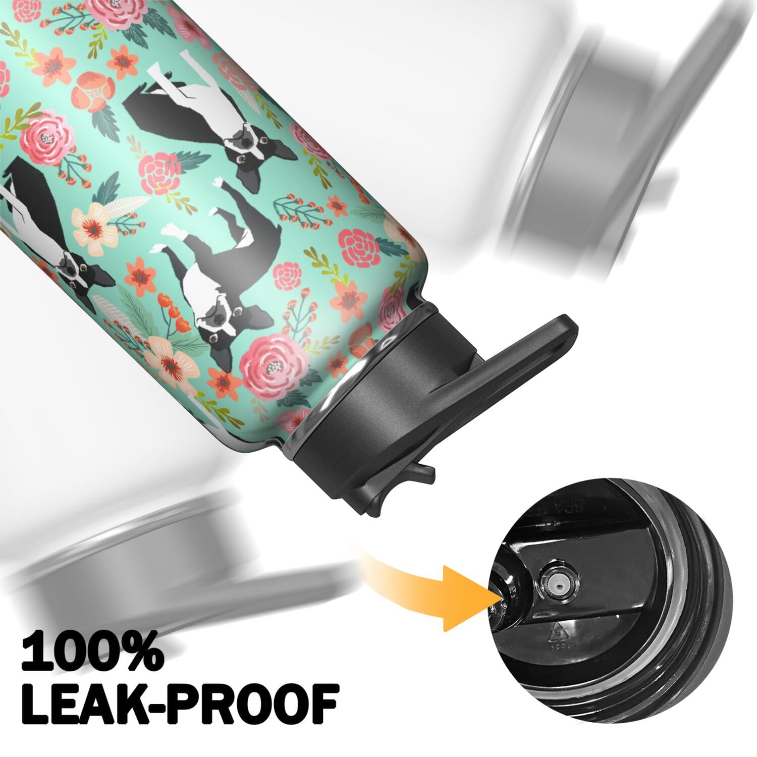 Dog Pattern Insulated Water Bottle - 18/8 Stainless Steel with Paw Print Design, 360° Leakproof Seal & Copper Layer for 27hr Temperature Retention