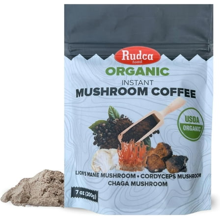 Organic Instant Mushroom Coffee Lion's Mane, Cordyceps, Chaga Blend - 7 oz (Pack of 1)