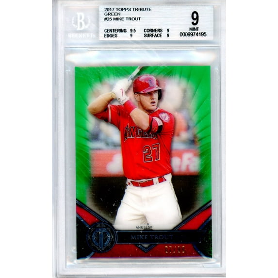 2017 Topps Tribute Green Mike Trout 25 Bgs 9 Walmart