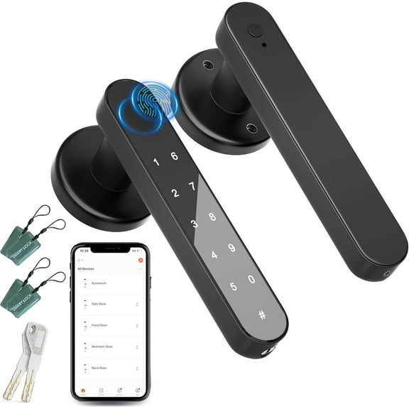 Fingerprint Door Lock,Smart Door Knob with Biometric,Keyless Entry Door Lock with Handle,Door Locks for Bedrooms,Door Knobs Interior,Digital Door Knob