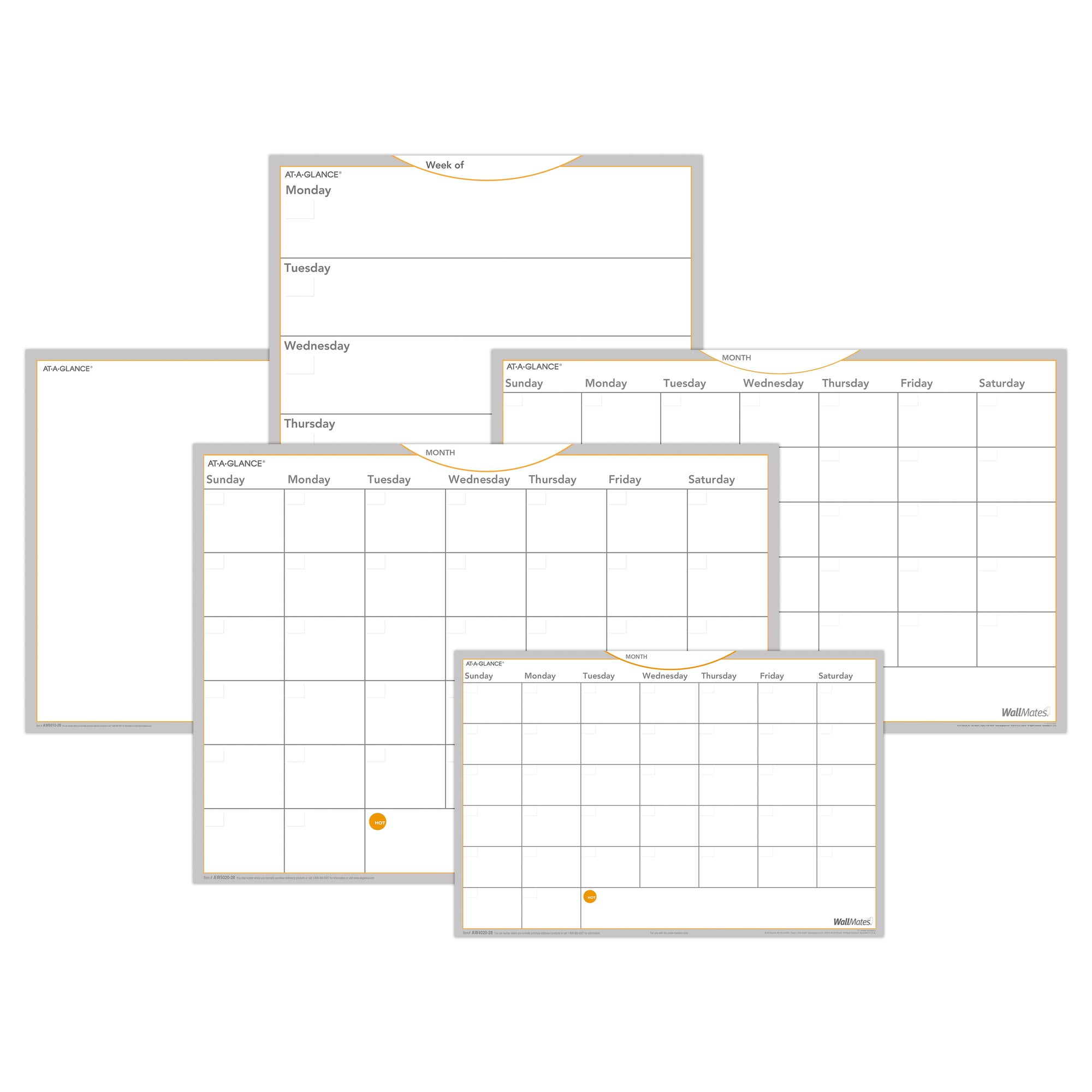 AT-A-GLANCE Undated WallMates Dry-Erase Writing Surface, Self-Adhesive, Extra Large, 36" x 24"
