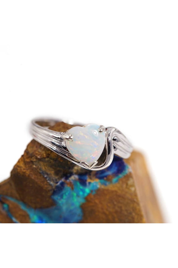 LOVE STRUCK STERLING SILVER NATURAL AUSTRALIAN WHITE OPAL RING