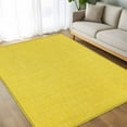 thumbnail image 4 of Yellow 6x9 Area Rugs, Farmhouse Burlap Solid Yellow Color Modern Linen Texture Non-Skid Rubber Backing Large Rectangle Rugs - Living Room Bedroom Home Office, Indoor Floor Mat Carpets Washable Rug, 4 of 9