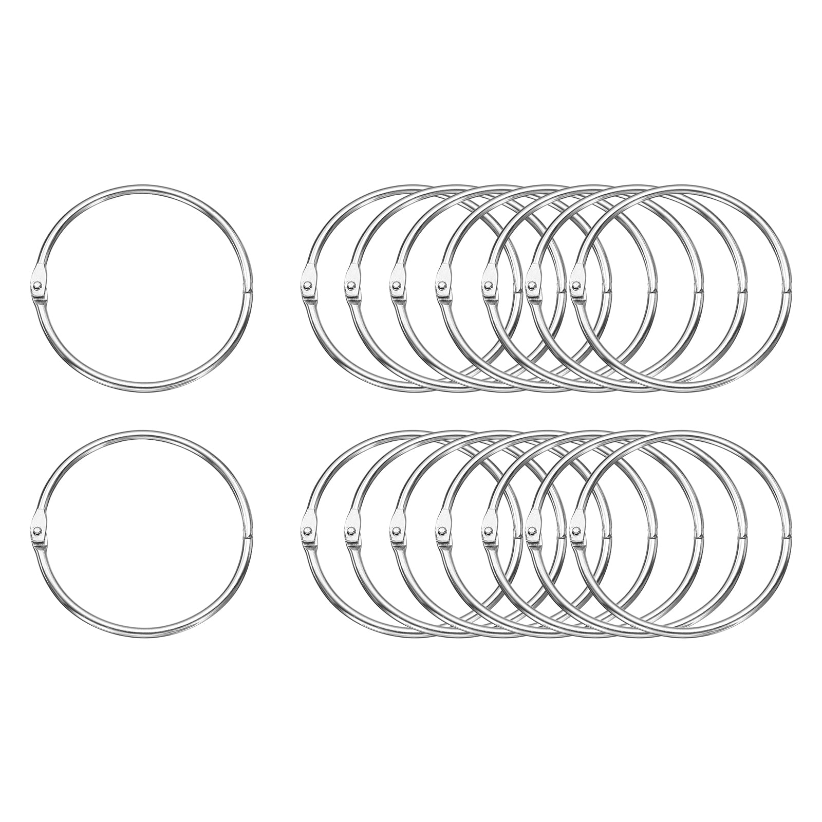Uxcell 16pcs Binder Rings 3 Inch Loose Leaf Binder Ring Metal Book Rings Colorful Loose Leaf Rings, Silver Tone