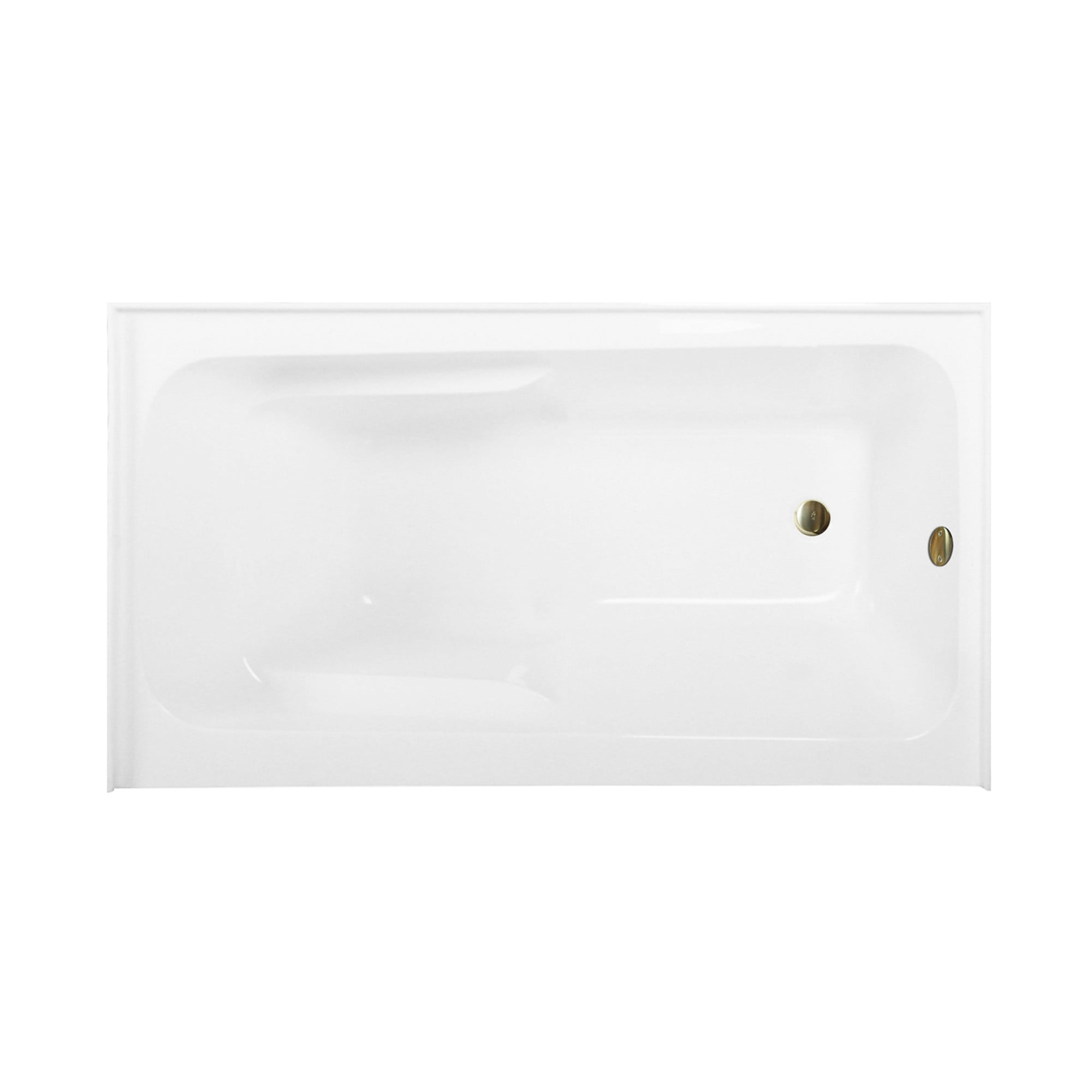 Aqua Eden CVTAP543023R7 54" Acrylic Rectangular 3-Wall Alcove Tub with Armrests, Right Hand Drain, Glossy White/Brushed Brass