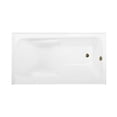 thumbnail image 4 of Aqua Eden CVTAP543023R7 54" Acrylic Rectangular 3-Wall Alcove Tub with Armrests, Right Hand Drain, Glossy White/Brushed Brass, 4 of 4
