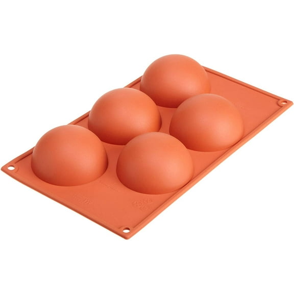 Silikomart Siliconflex Half-Sphere Mold, 4 Oz, 3.15" Diam. x 1.57" Deep, 5 Cavities