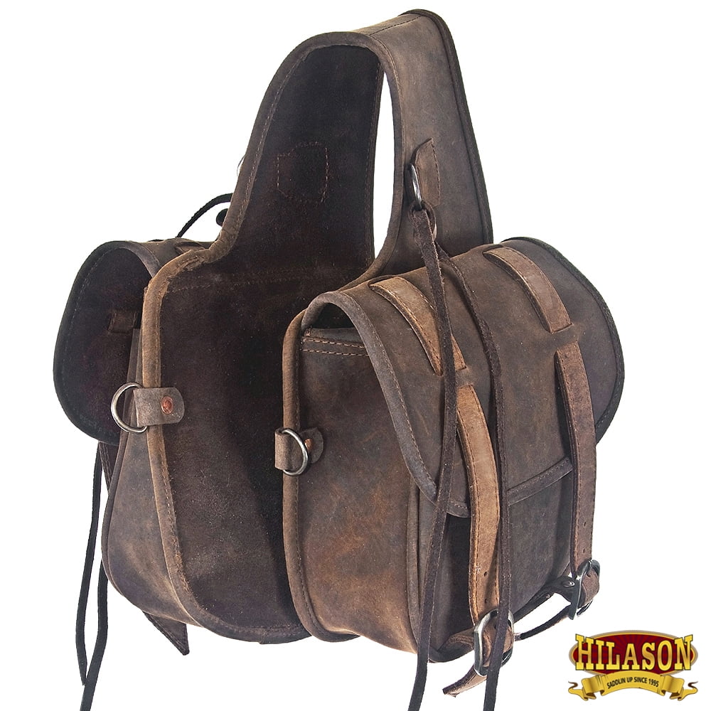 Hilason Soft Leather Horse Saddle Bag Dark Brown