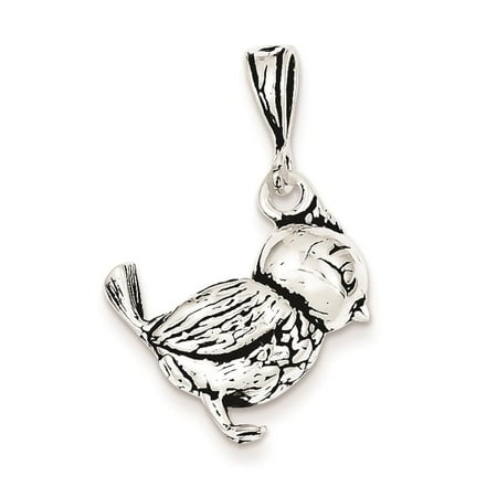 925 Sterling Silver Antiqued 3-D Bird 20mm x 19mm Charm Pendant