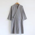 thumbnail image 2 of Bovxnpu Men's Summer Lightweight Bathrobes 7/8 Sleeve Robe Breathable V Neck with Pockets Summer Sleepwear, 2 of 4
