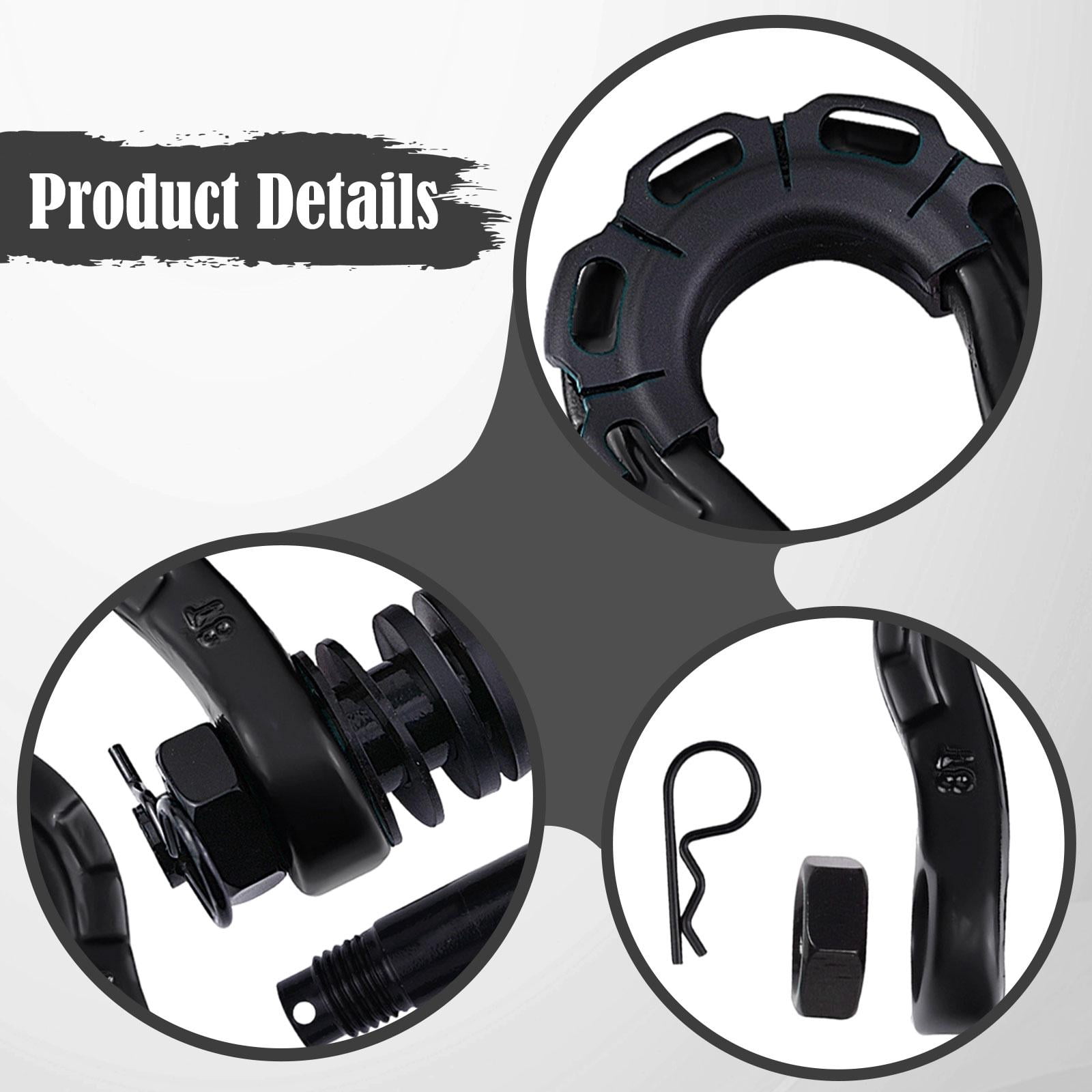 JISADER 2 Pieces D Ring Shackles Easy to Use Heavy Duty Off Roads Towing Accessories Black