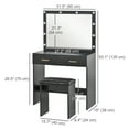 thumbnail image 3 of HOMCOM Makeup Vanity Desk and Stool Set with LED Lighted Mirror, Black, 3 of 10