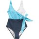 thumbnail image 5 of 1pcs Azul Mujer Escote en Pico Traje de baño Estilo envolvente Bloques Elegante Traje de baño de 1 pieza, 5 of 5