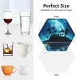 thumbnail image 4 of KLL Drink Coasters Set Hexagon of 4,PU Leather Absorbent Coasters Set Decorative Coffee Cup Coasters Housewarming Gift for Home Decor-Hawaiian Beach Pirate Moon, 4 of 5
