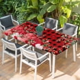 thumbnail image 2 of Love Heart Valentines Day Table Cloths for 3 Foot Rectangle Tables, Botanical Eucalyptus Red Plaid Patio Waterproof Elastic Fitted Tablecloths, Washable Rectangular Table Cover for Camping, 2 of 8