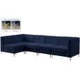 thumbnail image 4 of Meridian Furniture Alina Navy Velvet Modular Sectional, 4 of 18