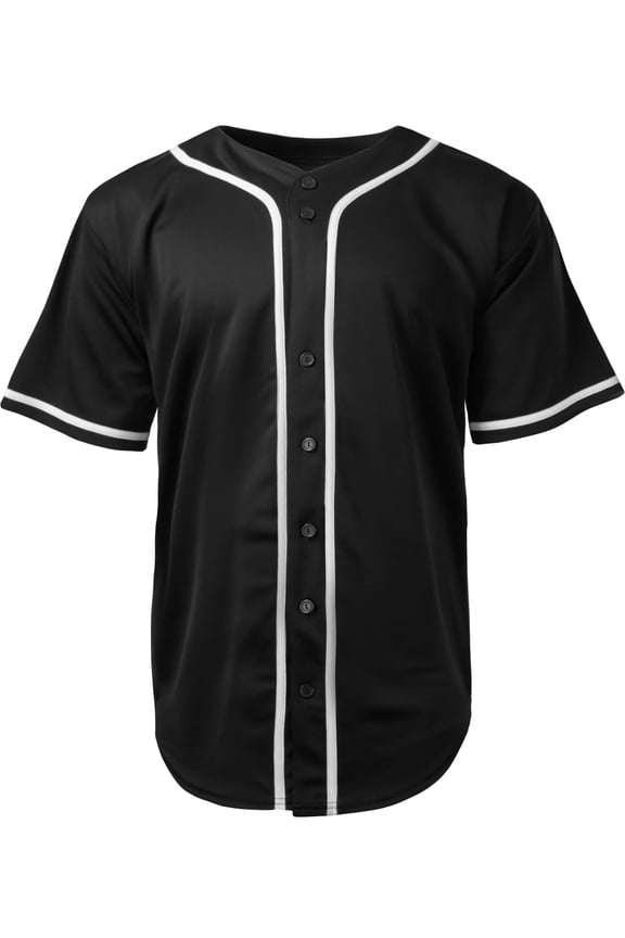 Mens Team Sports Printable Blank Jersey Baseball Collar Button Up T Shirts