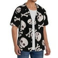 thumbnail image 2 of Fotbe black white Skull bone Camisa Estampada de Manga Corta para Hombre, Casual de Verano, Estilo Playero, Sin Arrugas-Large, 2 of 5