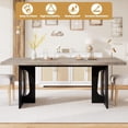 thumbnail image 3 of 71" Long Dining Table for 6-10 People - Farmhouse Kitchen Table with Extra Thick Tabletop & Heavy-Duty Metal Legs, Sturdy Rectangular Table for Dining Room, Conference Room, Office, Grey + Black, 3 of 9