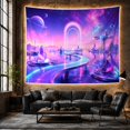 thumbnail image 6 of Crystal Islands Across Reflective Cosmic Waters, Dreamy Surreal for Space Lovers, Celestial Landscape Art, Housewarming Gift, Tapestry Wall Hanging for Bedroom and Studio, 6 of 7