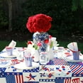 thumbnail image 4 of Patriotic Tablecloth 4th of July Decorations Checked Plaid Red White and Blue Print Patchwork Memorial Day Backed Table Cloth American Flag Indoor/Outdoor/Pool/Party(Oblong/Rectangle 60" × 120"), 4 of 5