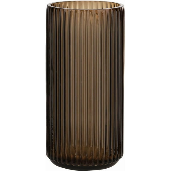 Cylindrical Brown Glass Vase, Vintage Flower Vase, Hand Blown Glass Vase, Decor for Dining Table Centerpiece Décor – 10 inches