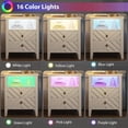 thumbnail image 4 of Farmhouse Nightstand with 2 Storage Drawers, Wooden Rustic End Table with V-Shaped Design, Open Shelf & Multi-Variable RGB LED Backlight, White, 4 of 7