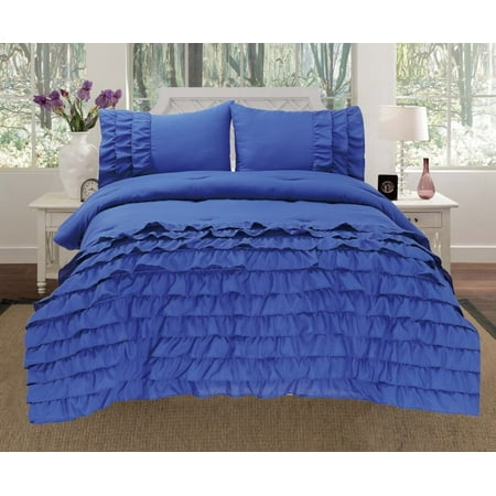 Empire Home 3 Piece Katy Pleated Ruffled Comforter Set Queen