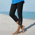 thumbnail image 3 of BUIGTTKLOP Capri Leggings for Women Dressy Causal High Waisted Lace Patchwork Cropped Pants Stretch Ladies Pull on Summer Capris, 3 of 8
