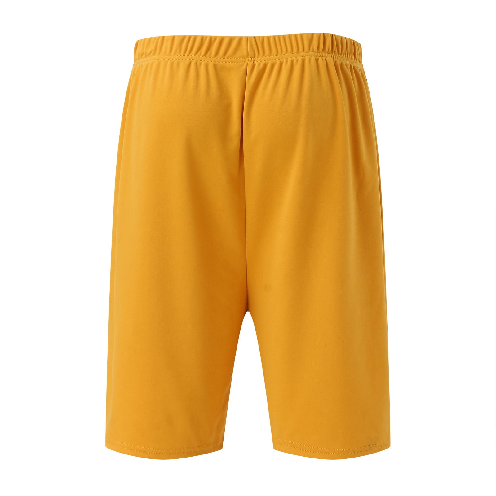 HOOMEUMY Men's Summer 2 Piece Outfit Solid Color Short Sleeve T-Shirt Shorts Set Sportswear Tracksuit Gym Jogging Suit Set Yellow L