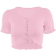 thumbnail image 1 of Tank Crop Tops Y2K Women Button Knitted Short Sleeve - Pink, 1 of 2
