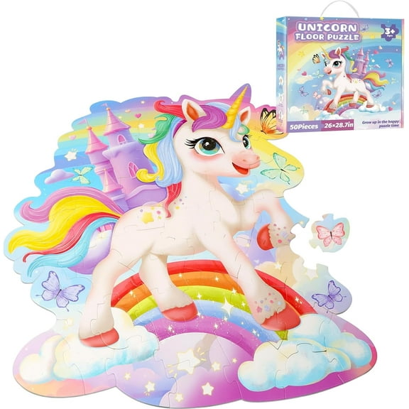 Neasyth Floor Puzzles for Kids Ages 3-5, Unicorn Puzzle Toys for Girls 4-6, Large Jigsaw Puzzles for Toddlers