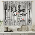 thumbnail image 4 of Farmhouse Rustic Grey Kitchen Curtains Vintage Fork Spoon Retro Small Short Cafe Window Curtains Barn Country Wooden Wood Sparkle Rod Pocket Bathroom Tier Window Treatment Drapes (26x36 Inch), 4 of 6