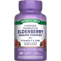 Elderberry Immune Complex | 60 Chewable Tablets | Plus Vitamin C & Zinc | Mixed Berry | by Nature's Truth