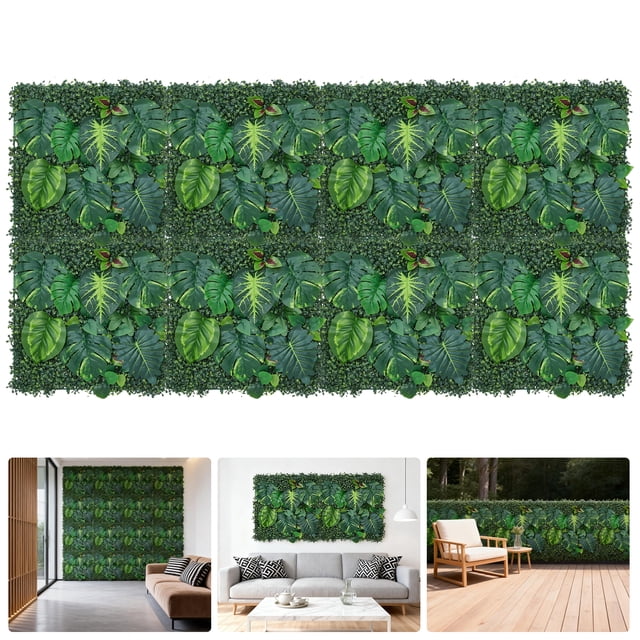 Realistic Artificial Plastic Greenery Wall Panel Set Available in 4,8,12 Pack Sizes, Multi-Layer Vertical Plant Wall with Interlocking Connection for Easy DIY, Multipurpose Wall Decor for Home, Office