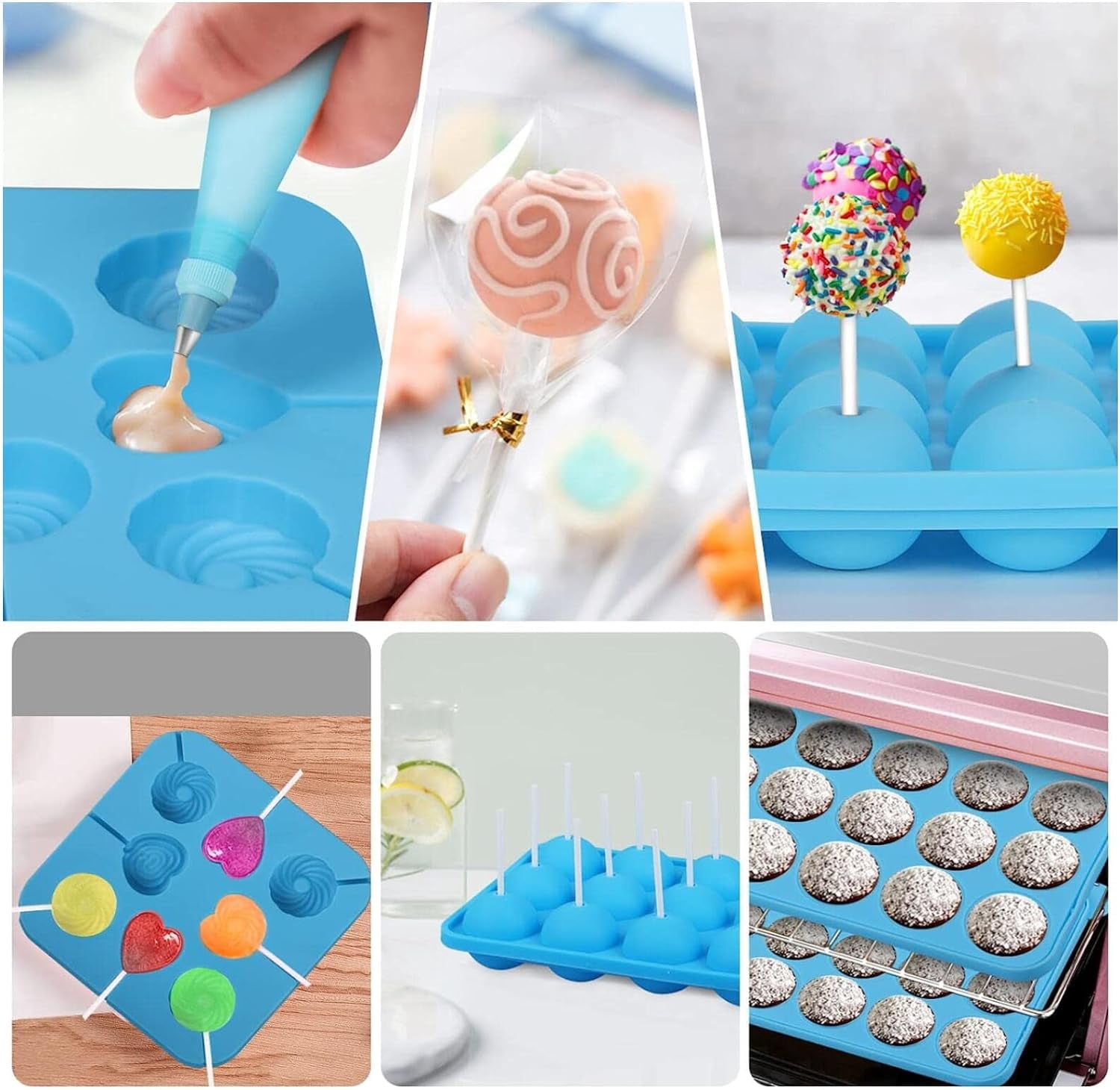 554PCS Cake Pop Maker Kit - Silicone Lollipop Molds Baking Supplies with 3 Tier Display Stand | Chocolate Candy Melting Pot | Bags and Twist Ties | Cakepop Sticks | Decorating Pen