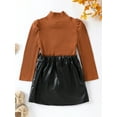 thumbnail image 3 of Bagilaanoe 2Pcs Little Girls Autumn Clothes Toddler Long Sleeve Ribbed Tops + Black PU Leather Skirt 2T 3T 4T 5T 6T 7T Kids Casual Skirt Set, 3 of 9