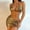B_ Gold, variant on Women's 3 Piece Shiny Metallic Swimsuit Sexy Triangle Bikini Tie Side Thong Festival Outfit with Drawstring Mini Skirt Gold M
