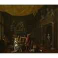 thumbnail image 2 of Hendrick Govaerts 14x12 Black Ornate Wood Framed Double Matted Museum Art Print Titled: Visit to the Painter's Studio (After 1689), 2 of 5
