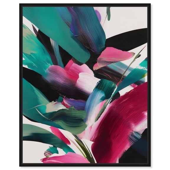 Swooping Color Symphony III Canvas Print Tropical Wall Decor by Art Remedy, Black Frame, 16 x 20