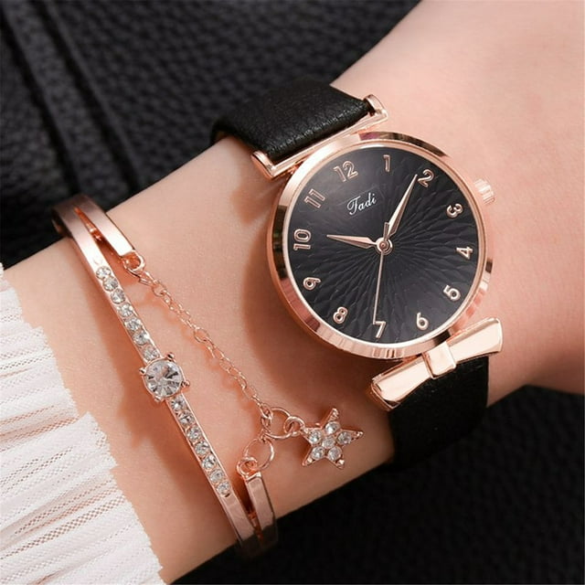 Relojes de pulsera para mujer Jadi, estilo europeo y de moda, con esfera dorada, conjunto de reloj de pulsera para mujer, reloj de moda