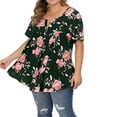 thumbnail image 2 of Camisa de mujer Camiseta de manga corta con estampado floral Blusa con cuello en V, Verde militar, 5XL tholdsy AP002466-48, 2 of 4