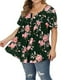 thumbnail image 2 of Camisa de mujer Camiseta de manga corta con estampado floral Blusa con cuello en V, Verde militar, 5XL AweSitey AP002466-48, 2 of 4