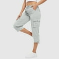 thumbnail image 7 of FAHXNVB Womens Cargo Capris Pants High Waist Casual Capri Pants with Pockets Dressy Lightweight Loose Fit Baggy Hiking Cargo Pants, 7 of 7